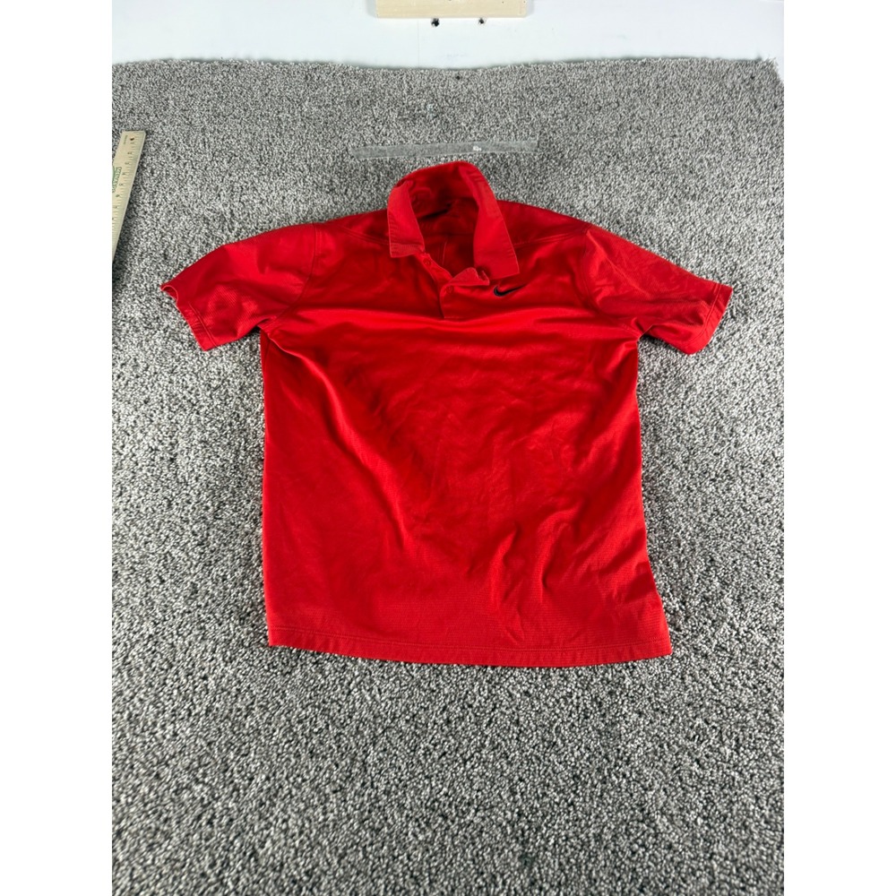 Nike Dri-FIT Mens Red Short Sleeve Golf Polo Shirt Standard Fit Size M